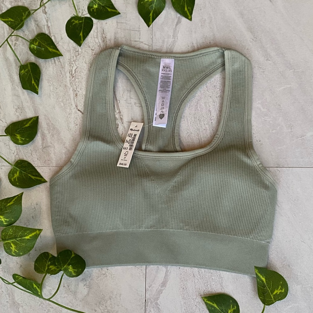 Madewell Padded Sports Bra Racerback Top Workout Gym Athleisure Spotswear NEW